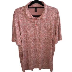 Adidas Men's Golf Polo Shirt Coral Zigzag Pattern Short Sleeve 2XL Fast Shipping